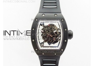 RM055 Real Ceramic Case KVF Best Edition Skeleton Dial White Inner Bezel on Black Rubber Strap MIYOTA8215