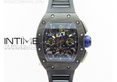 RM011 SS Felipe Massa 10th Anniversary KVF 1:1 Best Edition Crystal Skeleton Dial Blue on Black Rubber Strap A7750