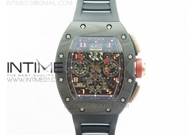 RM011 NTPT Lotus F1 Team RG Chronograph KVF 1:1 Best Edition Crystal Skeleton Dial Red on Black Rubber Strap A7750