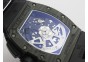 RM011 NTPT Carbon Case Chronograph KVF 1:1 Best Edition Crystal Skeleton Dial White on Black Rubber Strap A7750