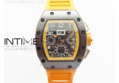 RM011 Black Ceramic/RG RMF Orange Crown on Orange Rubber Strap A7750