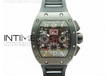 RM011 Black Ceramic/DLC RMF Black Crown on Black Rubber Strap A7750