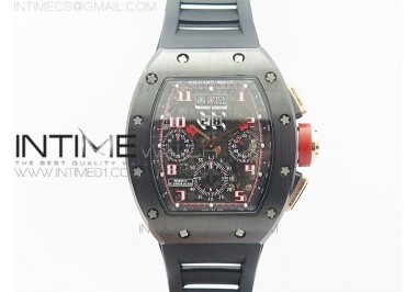 RM011 Black Ceramic/RG RMF Red Crown on Black Rubber Strap A7750