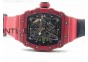 RM 035-2 Red Forged Carbon Black Inner Bezel Skeleton Dial on Red Nylon Strap MIYOTA9015