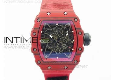 RM 035-2 Red Forged Carbon Red Inner Bezel Skeleton Dial on Red Nylon Strap MIYOTA9015