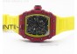 RM 035-2 Red Forged Carbon Yellow Inner Bezel Skeleton Dial on Yellow Rubber Strap MIYOTA9015