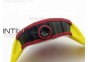 RM 035-2 Red Forged Carbon Yellow Inner Bezel Skeleton Dial on Yellow Rubber Strap MIYOTA9015