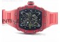 RM 035-2 Red Forge Carbon Black Inner Bezel Skeleton Dial on Red Rubber Strap MIYOTA9015