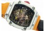 RM027-2 White Carbon Fiber Case Skeleton Dial on Orange Nylon Strap 6T51