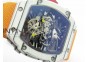 RM027-2 White Carbon Fiber Case Skeleton Dial on Orange Nylon Strap 6T51