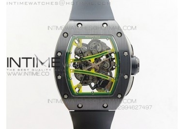 RM061 Black Ceramic KVF Green Inner Bezel Skeleton Dial on Black Rubber Strap MIYOTA8215