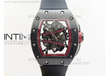 RM061 Real Black Ceramic KVF Red Inner Bezel Skeleton Dial on Black Rubber Strap MIYOTA8215