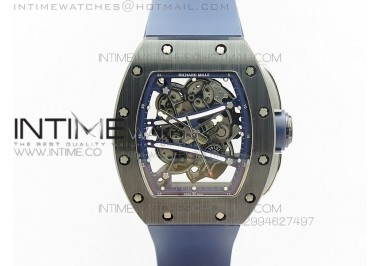 RM061 Black Ceramic KVF Blue Inner Bezel Skeleton Dial on Blue Rubber Strap MIYOTA8215