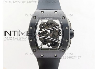 RM061 Black Ceramic KVF White Inner Bezel Skeleton Dial on Black Rubber Strap MIYOTA8215