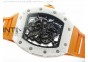 RM055 White Ceramic KVF Black Inner Bezel Skeleton Dial on Orange Rubber Strap MIYOTA8215