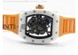 RM055 White Ceramic KVF Black Inner Bezel Skeleton Dial on Orange Rubber Strap MIYOTA8215