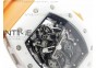 RM055 White Ceramic KVF Black Inner Bezel Skeleton Dial on Orange Rubber Strap MIYOTA8215