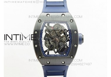 RM055 Real Black Ceramic KVF Blue Inner Bezel Skeleton Dial on Blue Rubber Strap MIYOTA8215