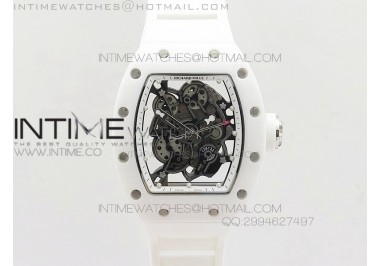 RM055 White Ceramic KVF White Inner Bezel Skeleton Dial on Black Rubber Strap MIYOTA8215