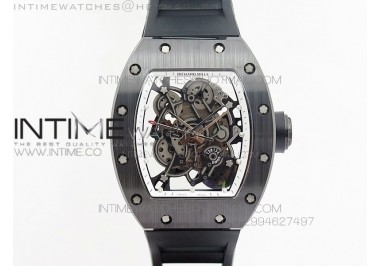 RM055 White Ceramic VKF Black Inner Bezel Skeleton Dial on Black Rubber Strap MIYOTA8215