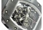 RM055 White Ceramic VKF Black Inner Bezel Skeleton Dial on Black Rubber Strap MIYOTA8215