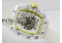 RM056 RMF Yellow Inner Bezel Skeleton Dial on transparent Rubber Strap MIYOTA9015