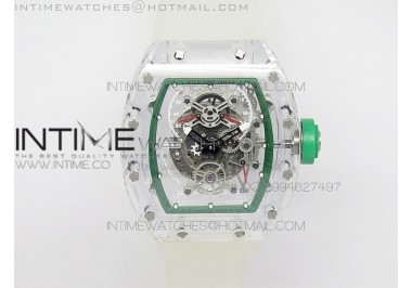 RM056 RMF Green Inner Bezel Skeleton Dial on transparent Rubber Strap MIYOTA9015