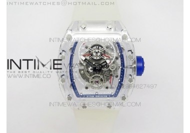 RM056 PVD RMF White Blue Bezel Skeleton Dial on transparent Rubber Strap MIYOTA9015