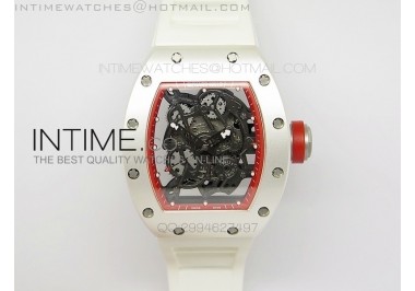 RM055 PVD RMF Red Inner Bezel Skeleton Dial on White Rubber Strap MIYOTA9015