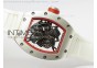 RM055 PVD RMF Red Inner Bezel Skeleton Dial on White Rubber Strap MIYOTA9015