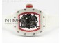 RM055 PVD RMF Red Inner Bezel Skeleton Dial on White Rubber Strap MIYOTA9015