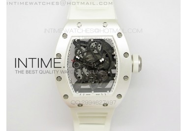 RM055 PVD RMF White Inner Bezel Skeleton Dial on White Rubber Strap MIYOTA9015