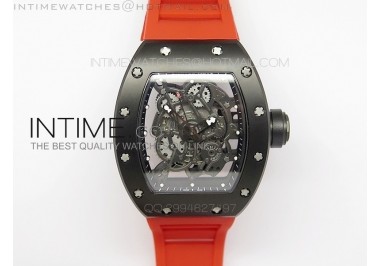 RM055 PVD RMF Black Inner Bezel Skeleton Dial on Red Rubber Strap MIYOTA9015