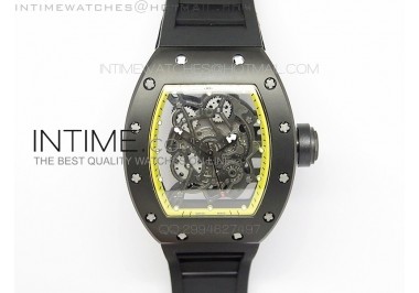 RM055 PVD RMF Yellow Inner Bezel Skeleton Dial on Black Rubber Strap MIYOTA9015