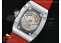 RM 007 Lady SS Full Paved Red Crystal Case Diamonds Dial on Red Rubber Strap 6T51