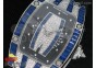 RM 007 Lady SS Full Paved Blue Crystal Case Diamonds Dial on Black Rubber Strap 6T51