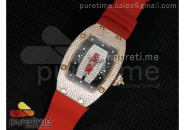 RM 007 Lady RG Diamonds Dial on Red Rubber Strap 6T51