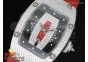 RM 007 Lady SS Diamonds Dial on Red Rubber Strap 6T51