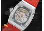 RM 007 Lady SS Diamonds Dial on Red Rubber Strap 6T51