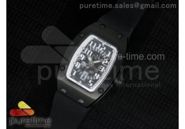 RM 007 Lady PVD White Inner Bezel Black Dial on Black Rubber Strap 6T51