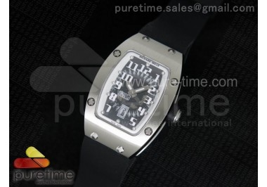 RM 007 Lady SS White Inner Bezel Black Dial on Black Rubber Strap 6T51