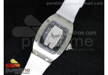 RM 007 Lady SS Diamonds Dial SS Case on White Rubber Strap 6T51