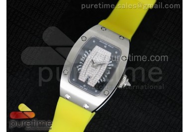 RM 007 Lady SS Diamonds Dial SS Case on Yellow Rubber Strap 6T51