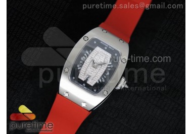 RM 007 Lady SS Diamonds Dial SS Case on Red Rubber Strap 6T51