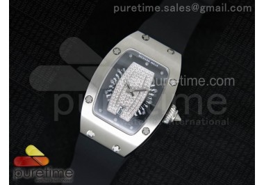 RM 007 Lady SS Diamonds Dial SS Case on Black Rubber Strap 6T51