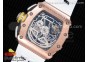 RM011 RG Chronograph RG Case KVF 1:1 Best Edition Crystal Skeleton Dial on White Rubber Strap A7750