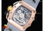 RM011 RG Chronograph RG Case KVF 1:1 Best Edition Crystal Skeleton Dial on Gray Rubber Strap A7750