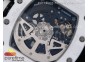 RM011 Real White Ceramic Case Chronograph KVF 1:1 Best Edition Crystal Skeleton Dial on White Rubber Strap A7750