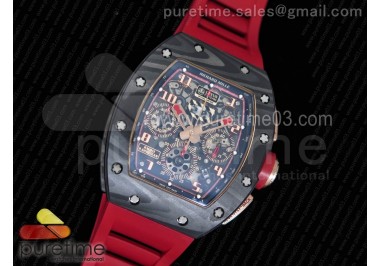 RM011 NTPT Lotus F1 Team RG Chronograph KVF 1:1 Best Edition Crystal Skeleton Dial Red on Red Rubber Strap A7750