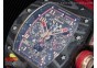 RM011 NTPT Lotus F1 Team RG Chronograph KVF 1:1 Best Edition Crystal Skeleton Dial Red on Red Rubber Strap A7750